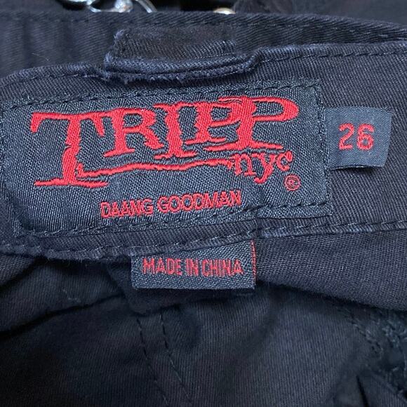 Tripp NYC Studded Bondage Men's Black Studded Zipper Straight Trousers Pants 26 - Picture 5 of 6